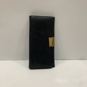 Salvatore Ferragamo Black Wallet with Gold Accent Vintage